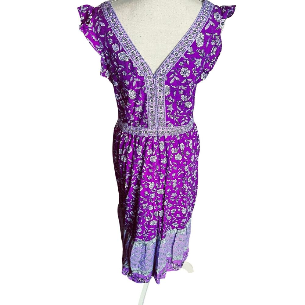 Loft Pink‎ Midi Dress sz 10 Floral Prairie Tiered Ruffle Cottage Core summer